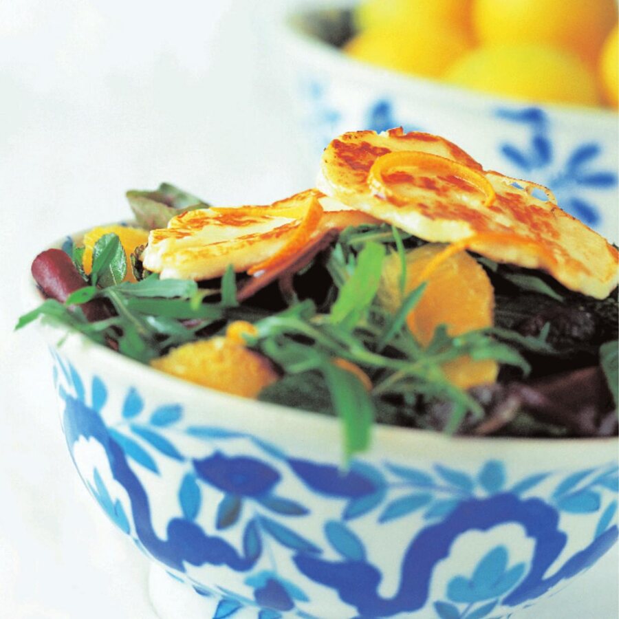 Slices of PittaS halloumi, the cheese used throughout the PittaS recipe collection