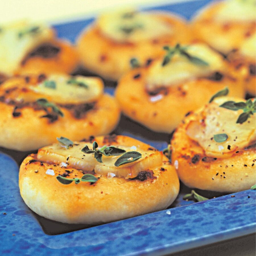 Slices of PittaS halloumi, the cheese used throughout the PittaS recipe collection